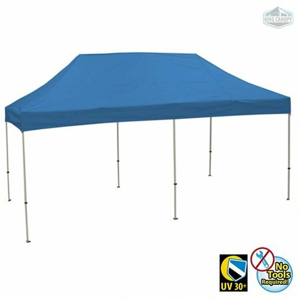 King Canopy 10 x 20 ft. White Frame Instant Pop Up Tuff Tent with Blue Cover TTSHAL20BL